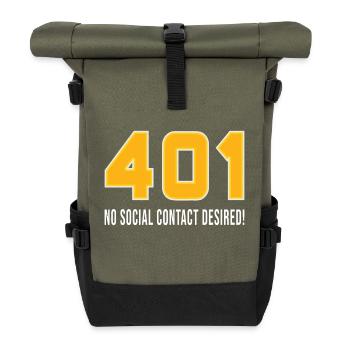 401 - No social contact desired - IT - Roll Top Backpack - olive/black - Front