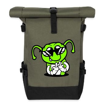 Raupe Mittelfinger Beleidigung Loch Sonnenbrille - Rolltop Rucksack - Olive/Schwarz - Vorne