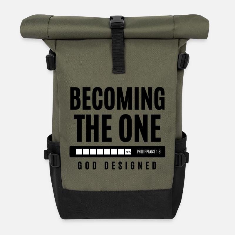 🌱Derjenige werden, den Gott entworfen hat - Philipper 1,6 - Rolltop Rucksack - Olive/Schwarz