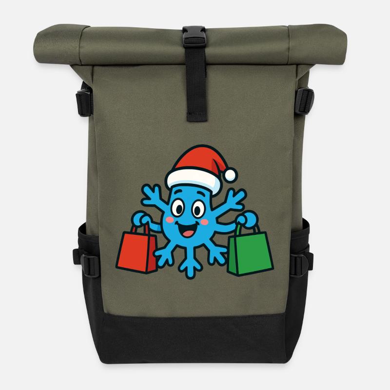 Le flocon de neige de Noël achète des cadeaux - Sac à dos roll top - olive/noir