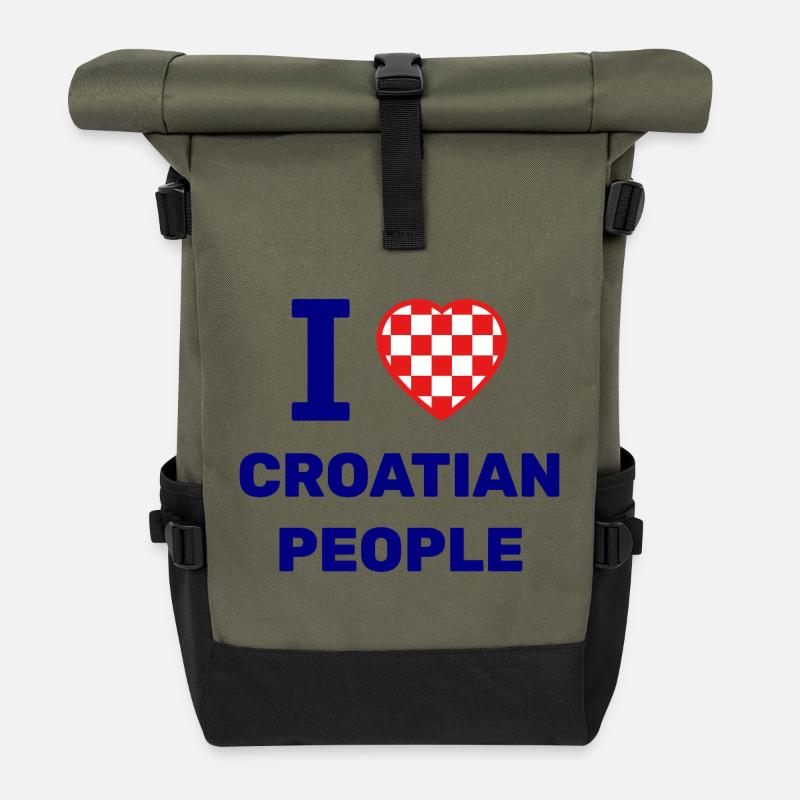 I Love Croatian People - Roll Top Backpack - olive/black