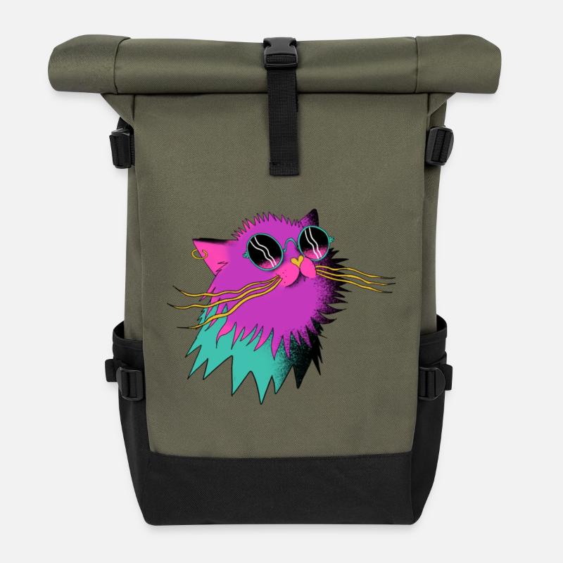 Party_Cat - Rolltop Rucksack - Olive/Schwarz