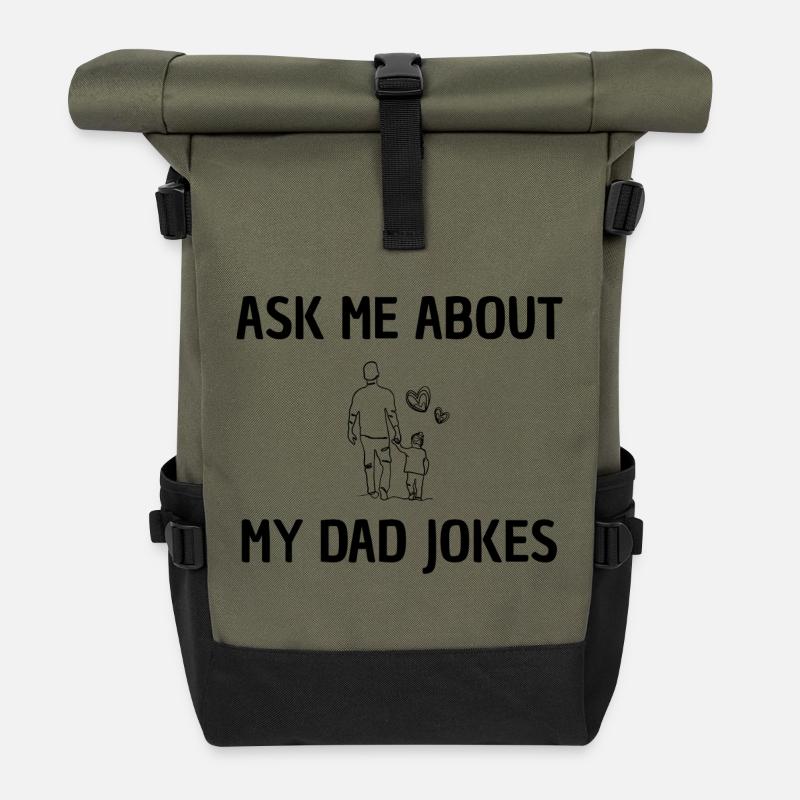 Demandez-moi des blagues de papa - Sac à dos roll top - olive/noir
