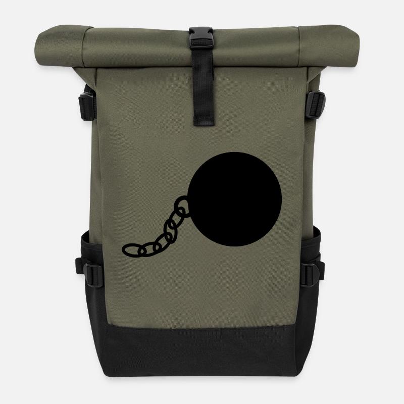 Kette und Eisenkugel - Rolltop Rucksack - Olive/Schwarz