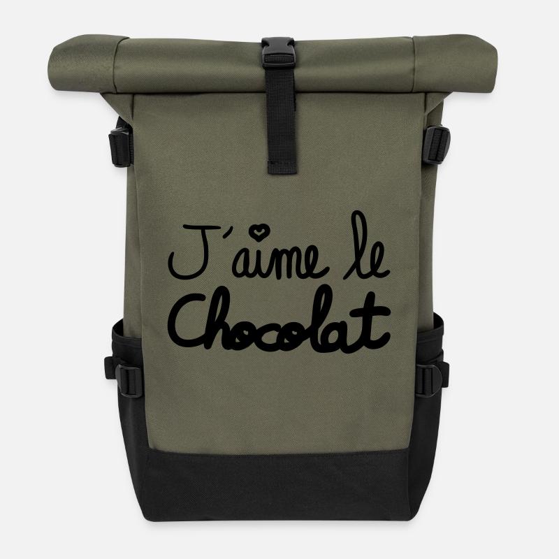 j'aime le chocolat - Sac à dos roll top - olive/noir