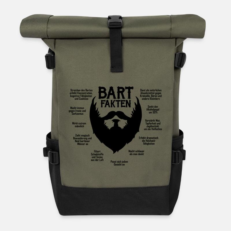 Bartfakten / Bart-Fakten (schwarz) - Rolltop Rucksack - Olive/Schwarz