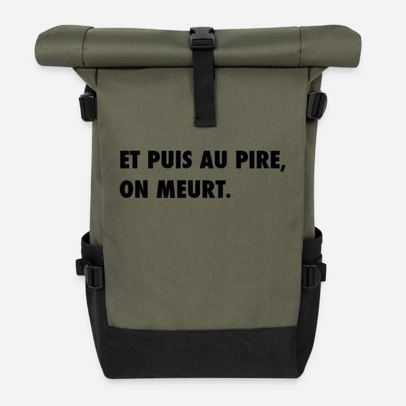Et puis au pire, on meurt - Sac à dos roll top - olive/noir