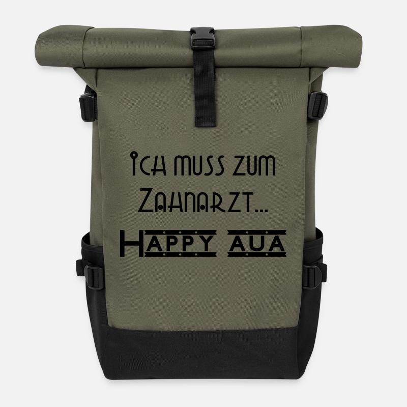 lustiger Spruch - Zahnarzt - Rolltop Rucksack - Olive/Schwarz