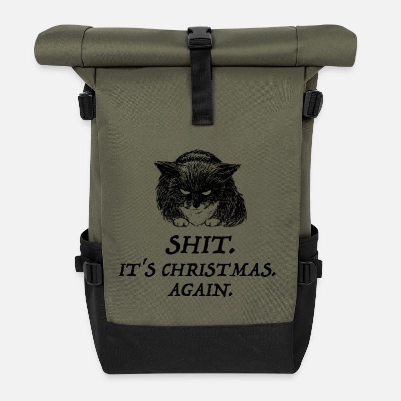 bad cat christmas - Rolltop Rucksack - Olive/Schwarz