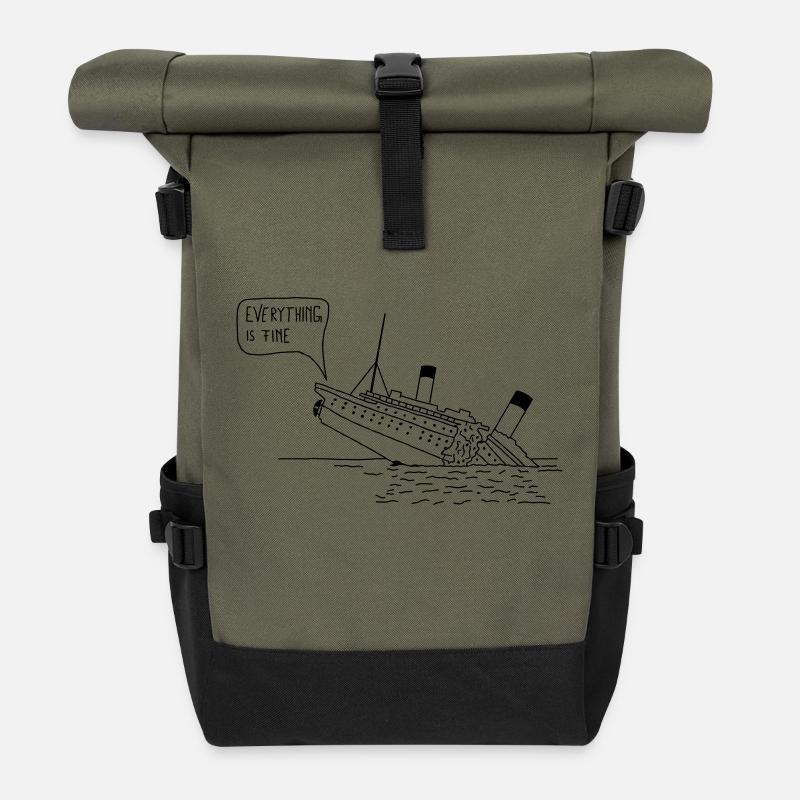 Everything is fine - Rolltop Rucksack - Olive/Schwarz