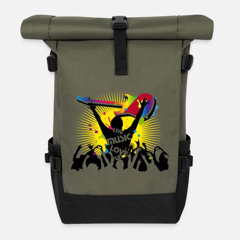 Festival Besucher - Rolltop Rucksack - Olive/Schwarz