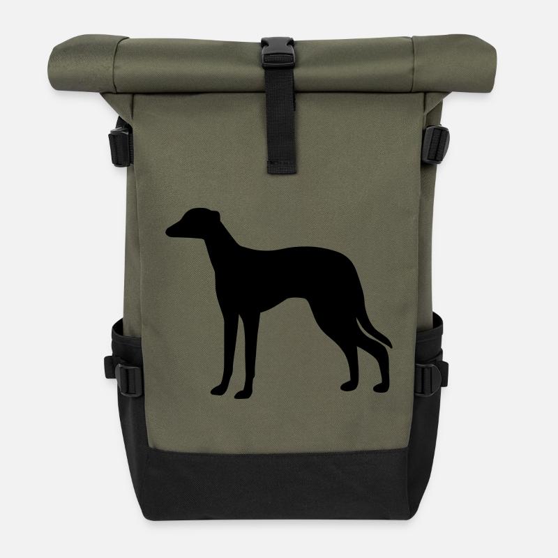 Greyhound Dog - Roll Top Backpack - olive/black