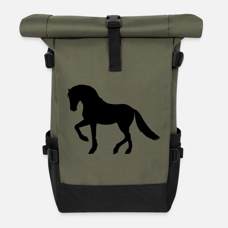 cheval - Sac à dos roll top - olive/noir