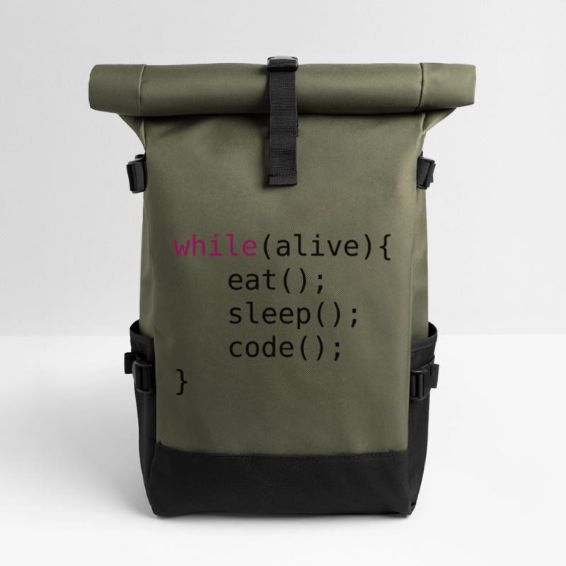 Funny code source code Roll Top Backpack