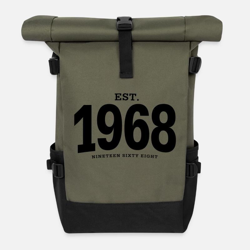 HNE. 1968 Nineteen Sixty Eight - Sac à dos roll top - olive/noir