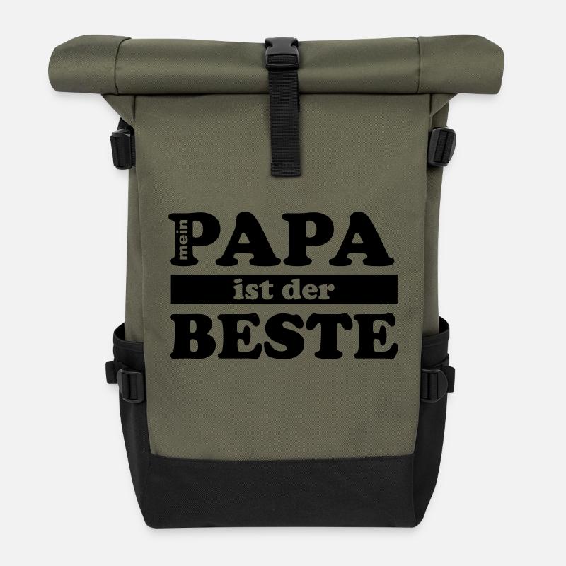 mein_papa_ist_der_beste - Rolltop Rucksack - Olive/Schwarz