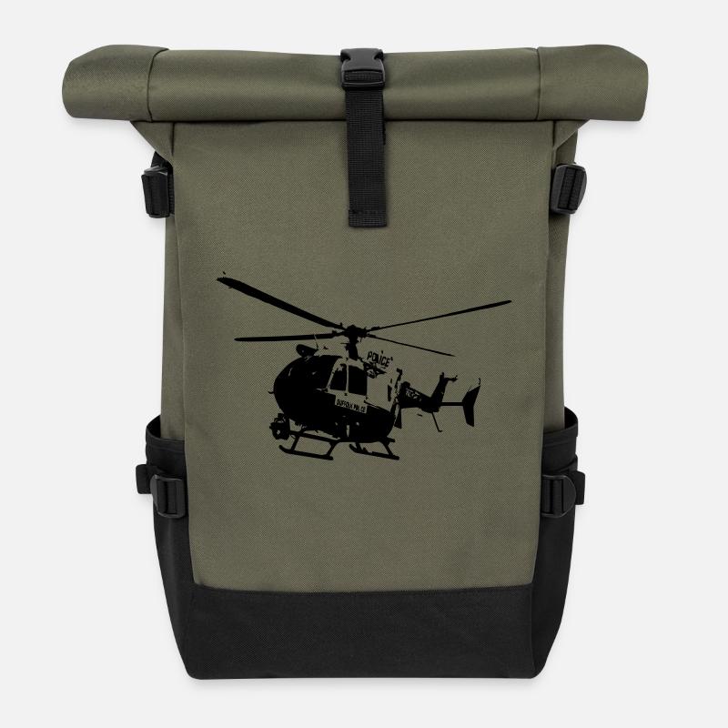 helicoptere ec 145 police type dragon - Sac à dos roll top - olive/noir