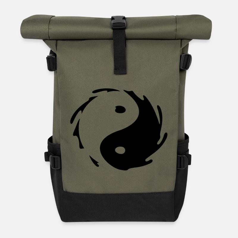 Yin-Yang Splash - Sac à dos roll top - olive/noir