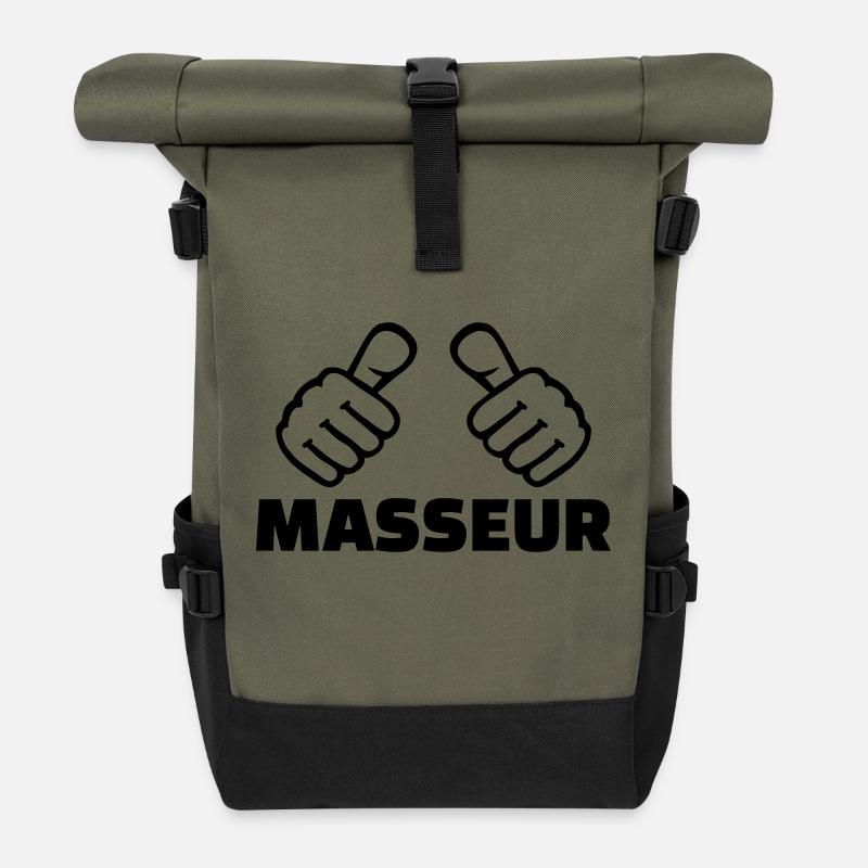 Masseur - Sac à dos roll top - olive/noir