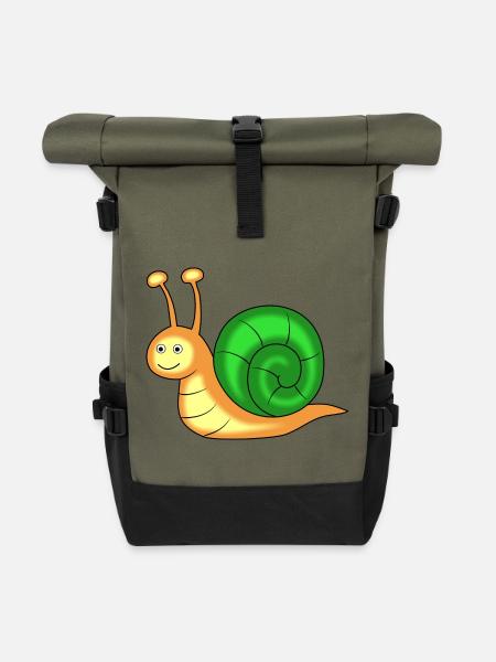 schnecke tier lustig - Rolltop Rucksack - Olive/Schwarz