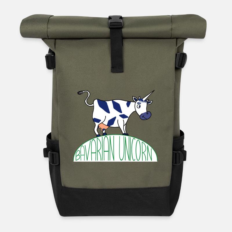 BAVARIAN UNICORN - Rolltop Rucksack - Olive/Schwarz