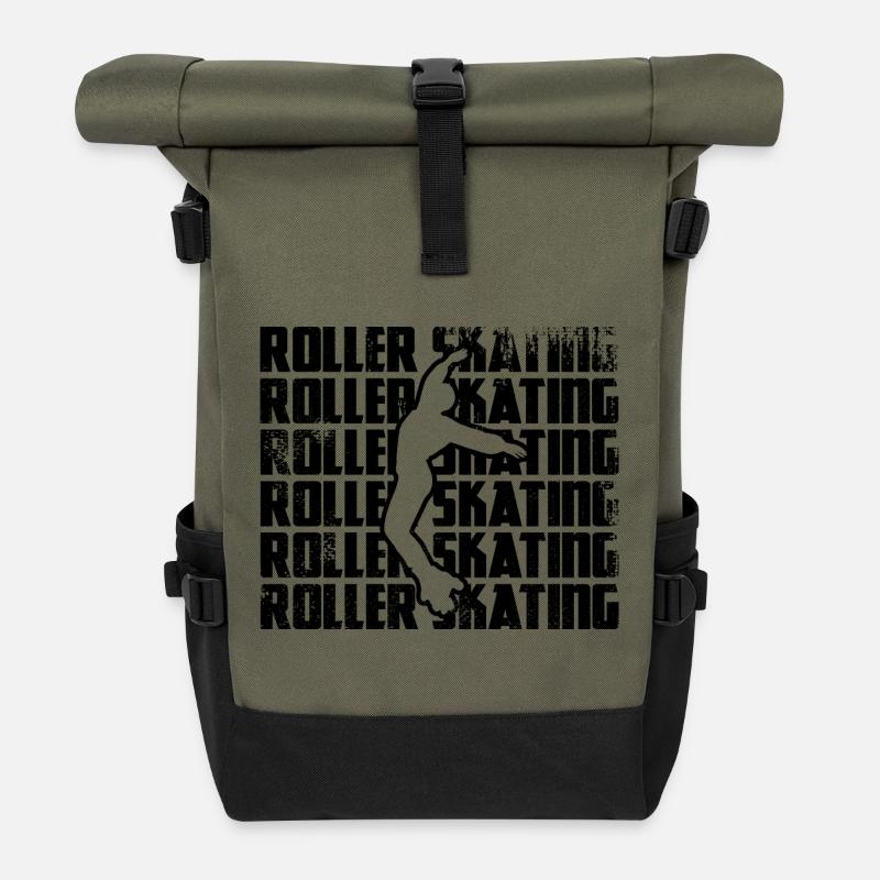 Rollschuhlaufen - Rolltop Rucksack - Olive/Schwarz