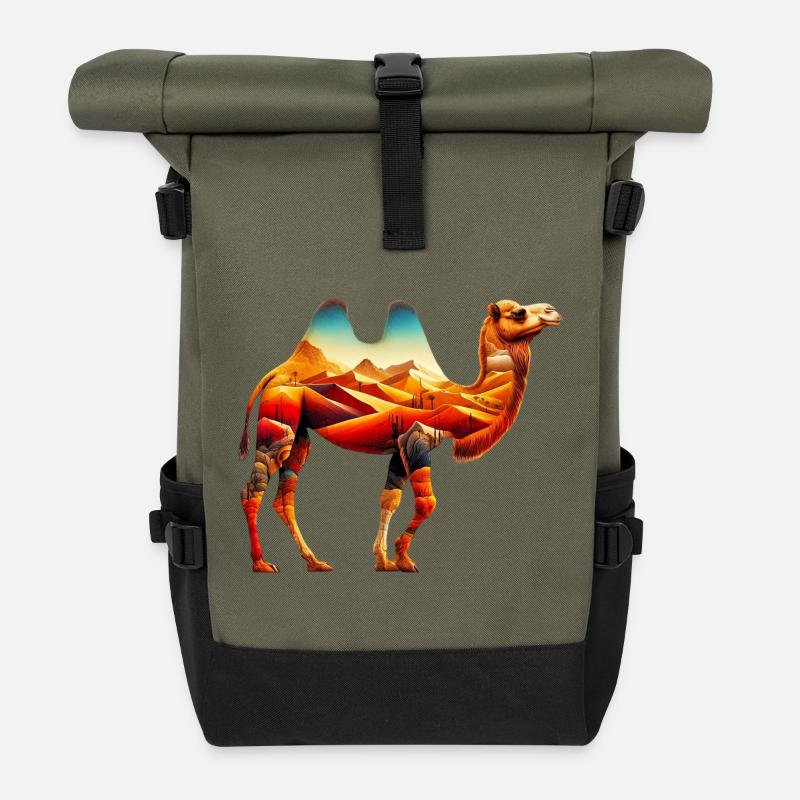 Kamel - Rolltop Rucksack - Olive/Schwarz