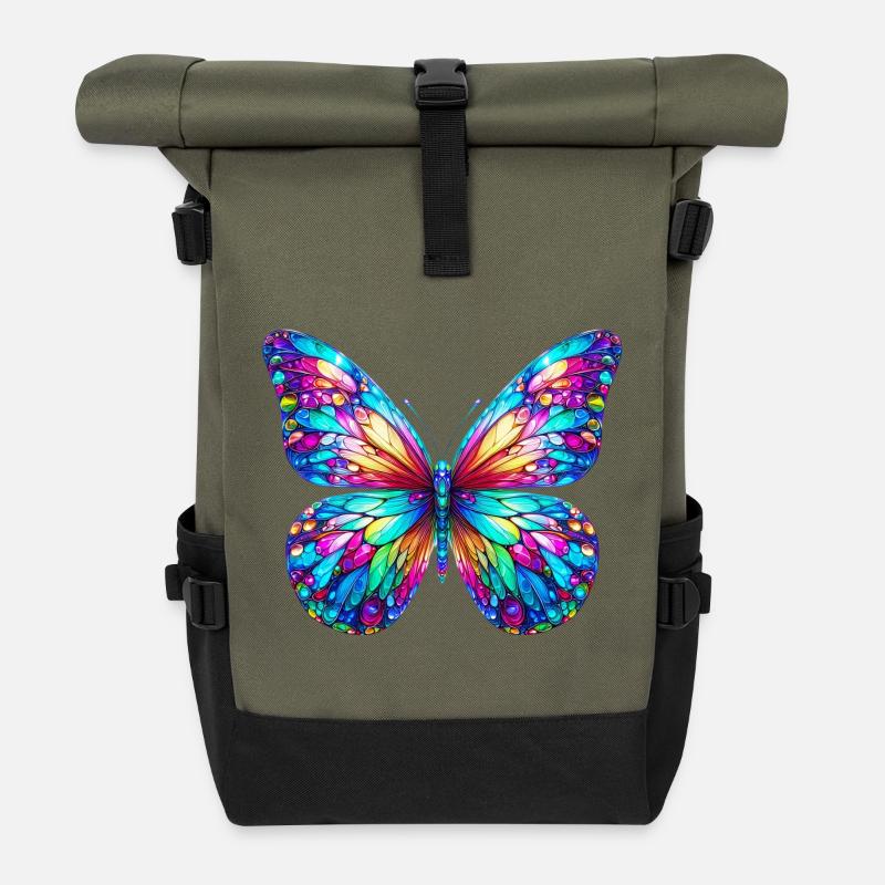 Schmetterling - Rolltop Rucksack - Olive/Schwarz