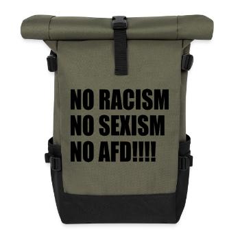 no racism no sexism no afd - Roll Top Backpack - olive/black - Front