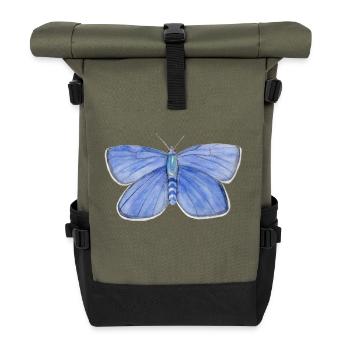 Schmetterling Blau - Rolltop Rucksack - Olive/Schwarz - Vorne