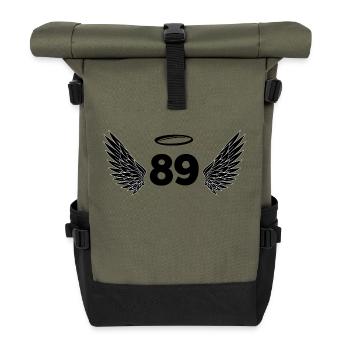 Engel Nummer 89 – Flügel zum 89. Geburtstag - Rolltop Rucksack - Olive/Schwarz - Vorne