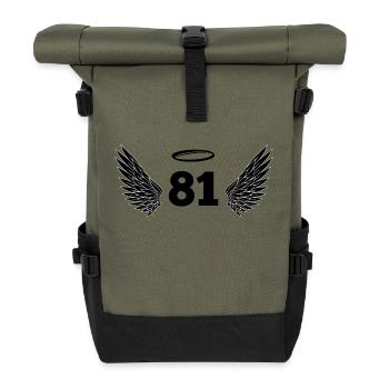 Engel Nummer 81 – Flügel zum 81. Geburtstag - Rolltop Rucksack - Olive/Schwarz - Vorne