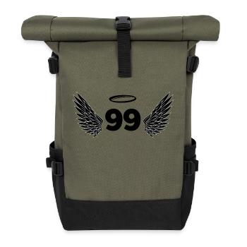 Number 99 Angel - 99th Birthday Wings - Roll Top Backpack - olive/black - Front