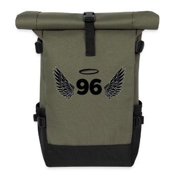 Nummer 96 Engel - Flügel zum 96. Geburtstag - Rolltop Rucksack - Olive/Schwarz - Vorne