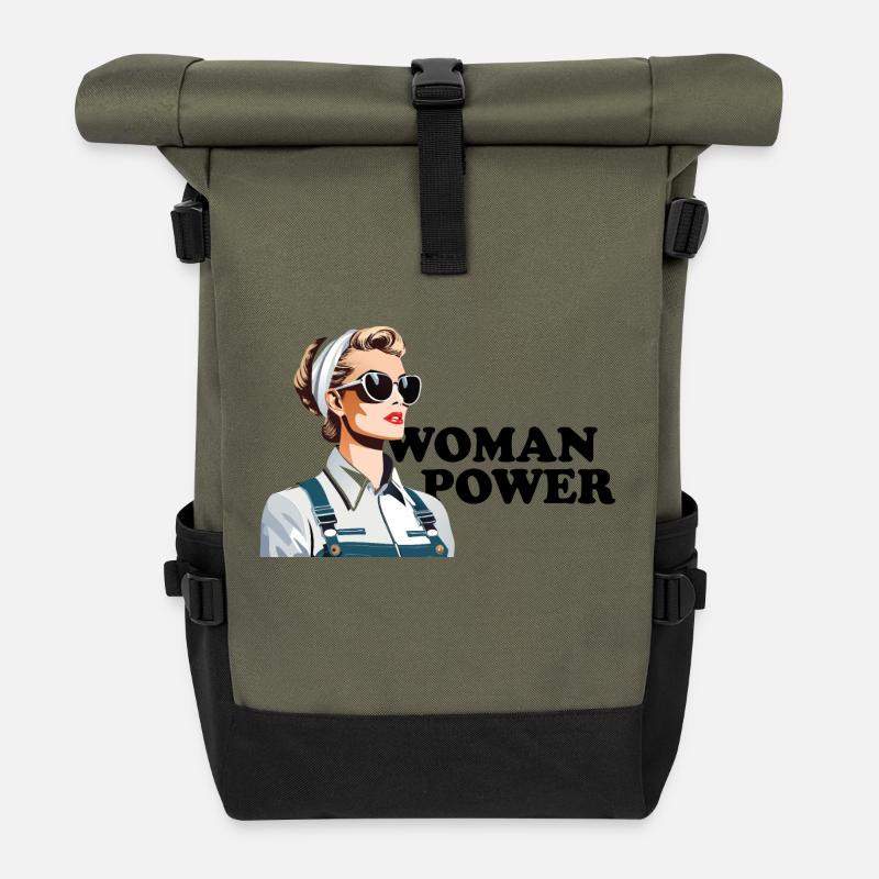 Woman Power - Roll Top Backpack - olive/black