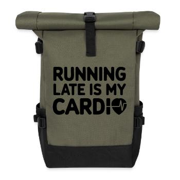Être en retard, c’est mon cardio - Sac à dos roll top - olive/noir - Devant