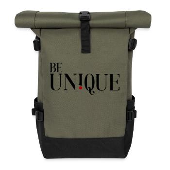 Be unique - Sei einzigartig - Rolltop Rucksack - Olive/Schwarz - Vorne