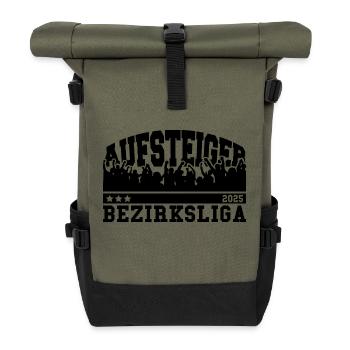 Aufsteiger 2025 Bezirksliga Aufstieg Fußball - Rolltop Rucksack - Olive/Schwarz - Vorne