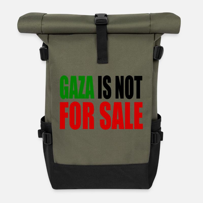 gaza is not for sale - Roll Top Backpack - olive/black