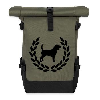 Beagle with laurel wreath - Roll Top Backpack - olive/black - Front