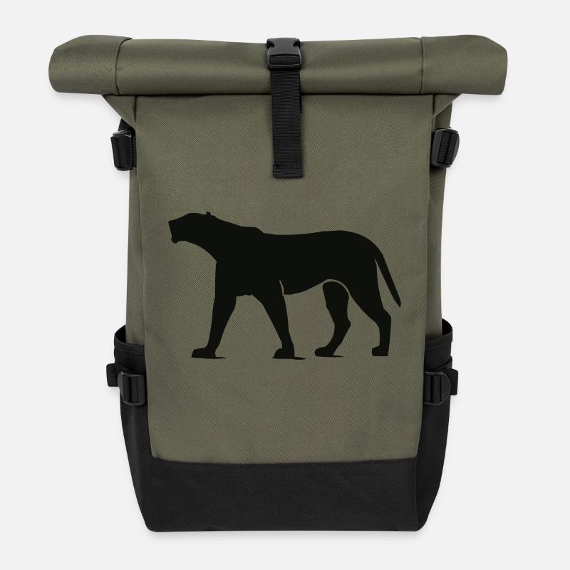 panther animal - Rolltop Rucksack - Olive/Schwarz