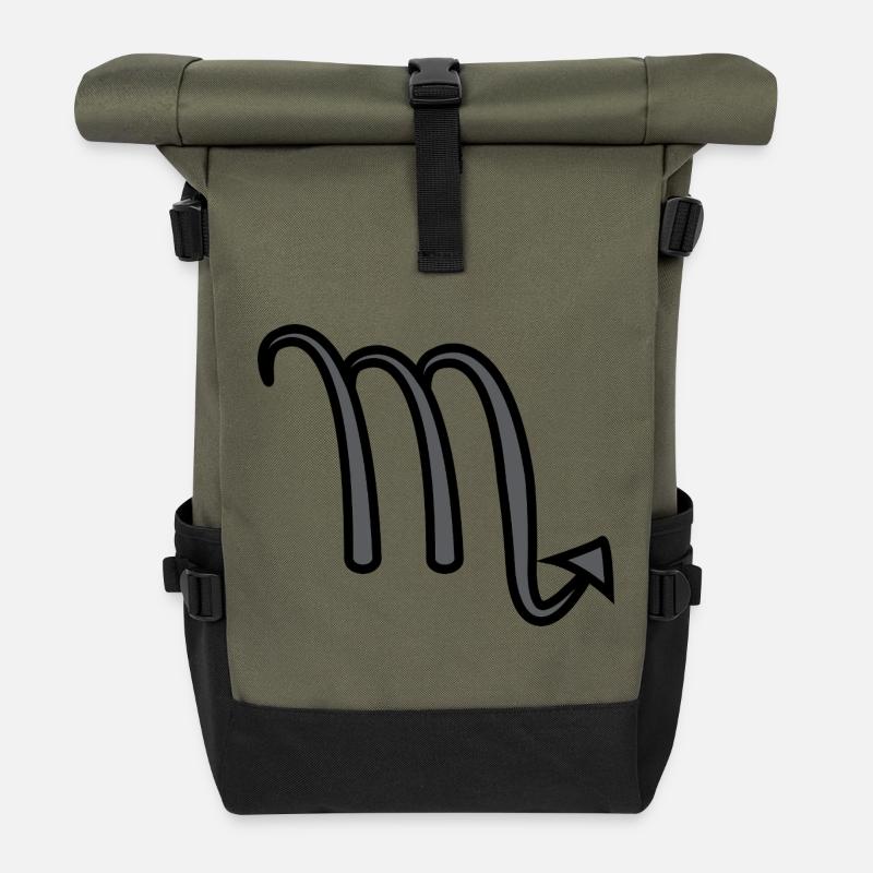 Skorpion Sternzeichen Symbol Schwarz & Grau - Rolltop Rucksack - Olive/Schwarz