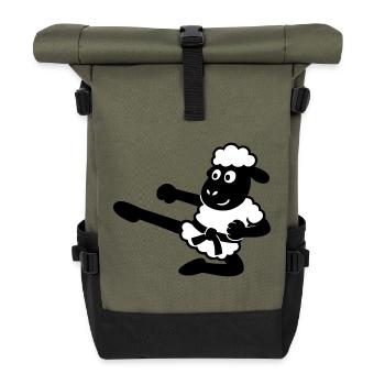 Karate Sheep - Roll Top Backpack - olive/black - Front