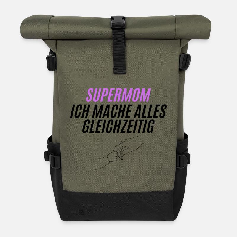 SUPERMOM Silhouette Power - Roll Top Backpack - olive/black