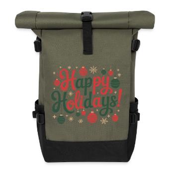 Happy Holidays Ornament-Skript - Rolltop Rucksack - Olive/Schwarz - Vorne