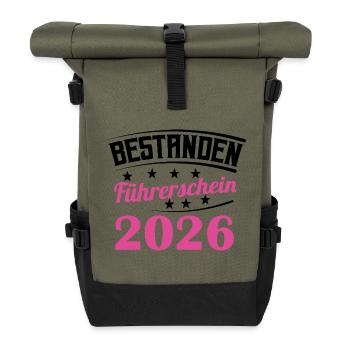 Driving License 2026 Driving Test Driving License Test - Roll Top Backpack - olive/black - Front