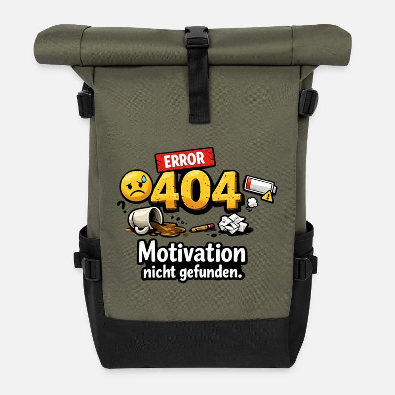 404 Error Motivation nicht gefunden - Rolltop Rucksack - Olive/Schwarz