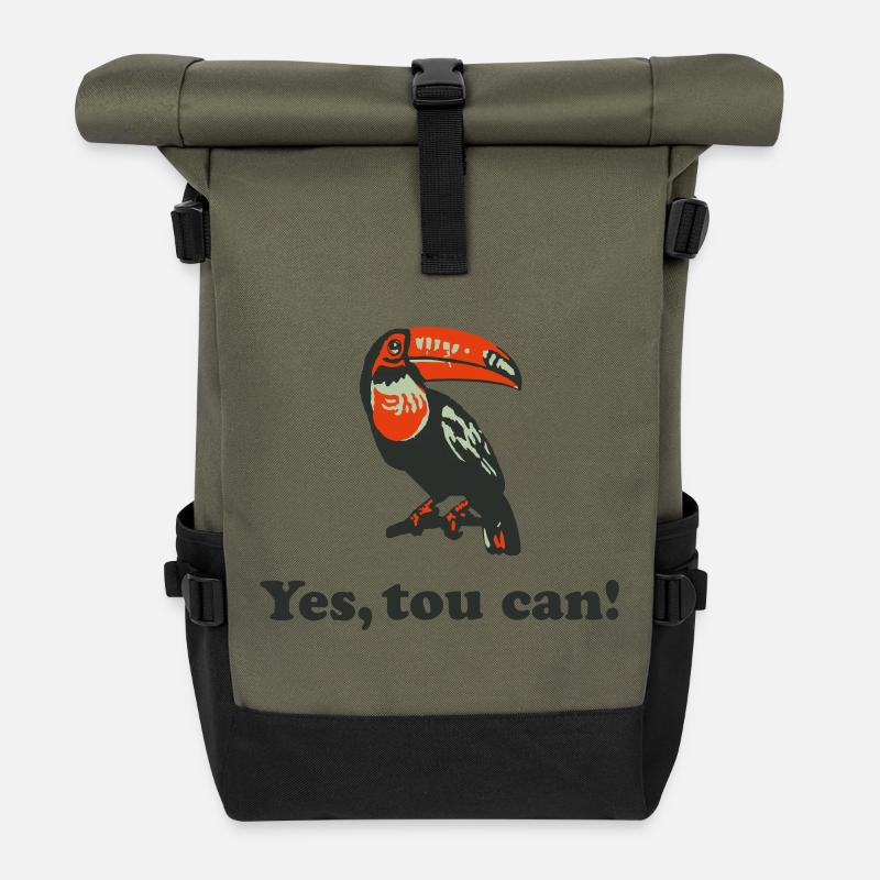 Yes, You Can Toucan - Roll Top Backpack - olive/black