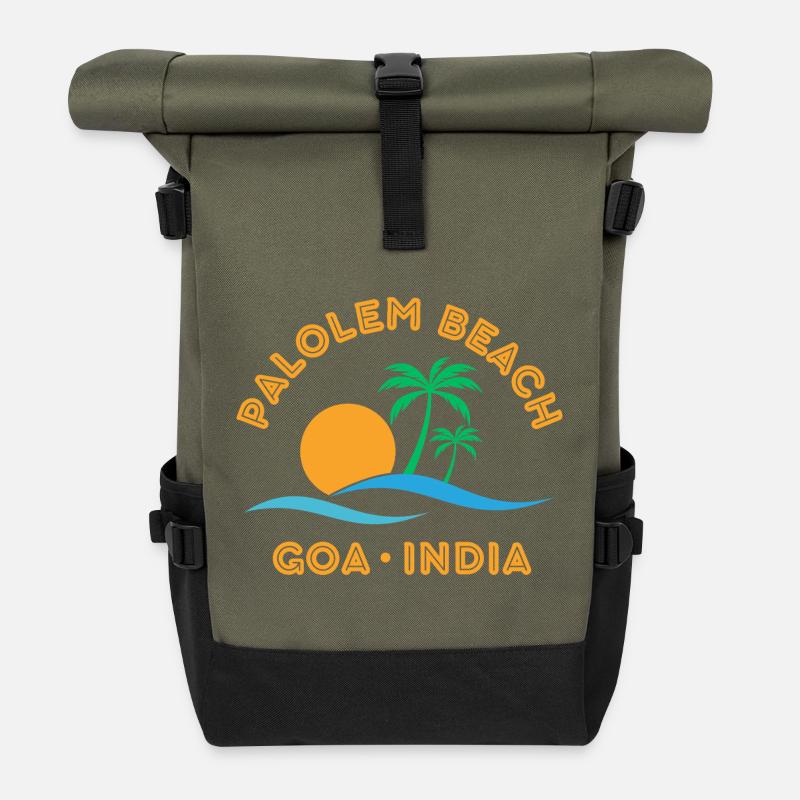 Palolem Beach Goa India Sunset - Roll Top Backpack - olive/black