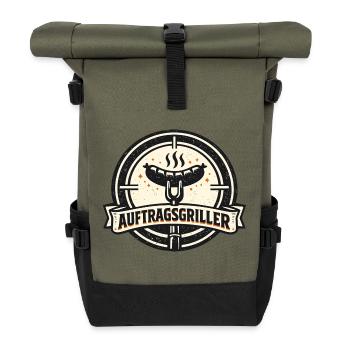 Auftragsgriller Lustig BBQ Geschenk Männer - Rolltop Rucksack - Olive/Schwarz - Vorne